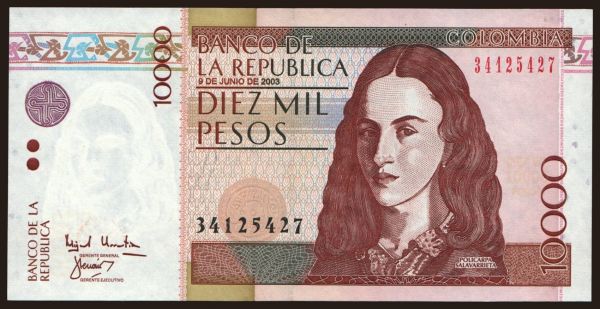 Amerika, Kolumbia: 10.000 pesos, 2003