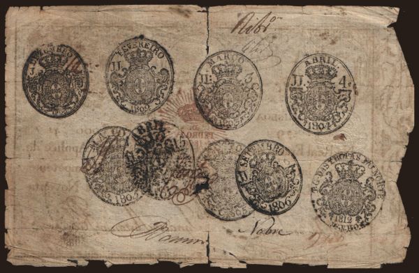 Europe, Portugal, Portugal - General issues: 10.000 reis, 1799(1826)