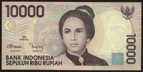 Ázsia, Indonézia: 10.000 rupiah, 1999