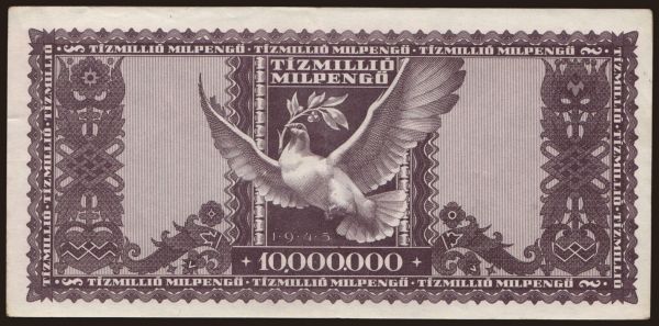 Hungary, Pengő, 1945-1946: 10.000.000 milpengő, 1946