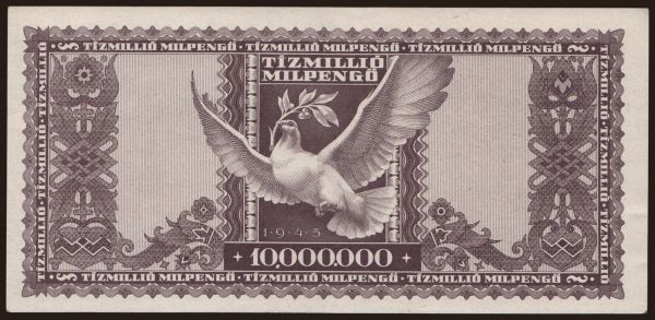 Hungary, Pengő, 1945-1946: 10.000.000 milpengő, 1946