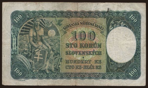 Czechoslovakia and successor states, Slovak State (1939-45): 100 Ks, 1940