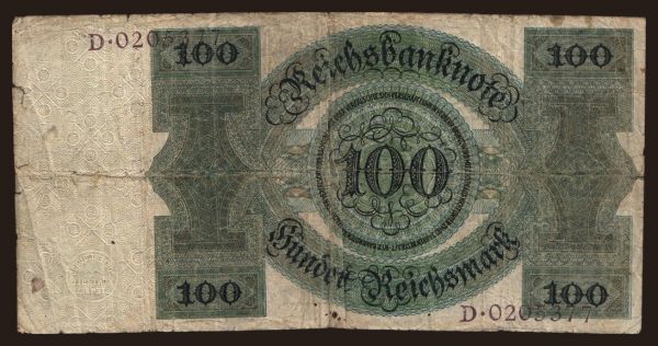 Németország, Reichsbank (1924-1945): 100 Reichsmark, 1924, B/D