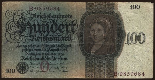 Germany, Reichsbank (1924-1945): 100 Reichsmark, 1924, O/B