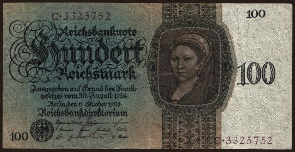 Németország, Reichsbank (1924-1945): 100 Reichsmark, 1924, Z/C