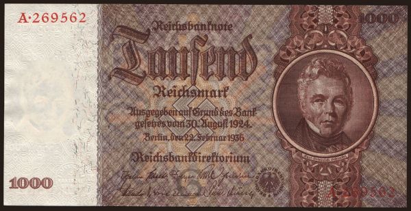 Nemecko, Reichsbank (1924-1945): 100 Reichsmark, 1936, G/A