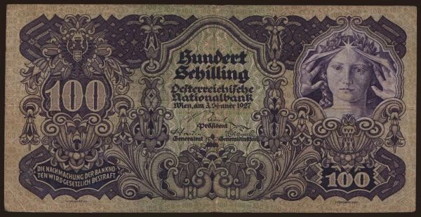 Rakúsko a Rakúsko-Uhorsko, Schilling (1924-): 100 Schilling, 1927