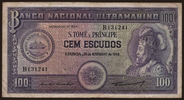 Africa, Sao Tomé and Prí­ncipe: 100 escudos, 1958