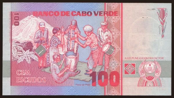 Africa, Cape Verde: 100 escudos, 1989