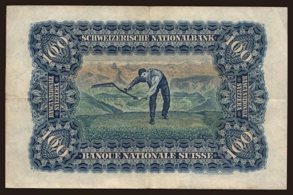 Europe, Switzerland: 100 francs, 1926