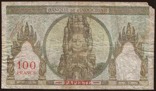 Austrália a Oceánia, Tahiti: 100 francs, 1939