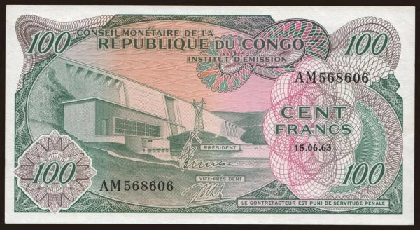 Africa, Zaire - CDR: 100 francs, 1963