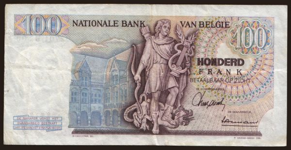 Európa, Belgium, Belgium - Állami kiadások: 100 francs, 1965