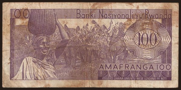 Afrika, Rwanda: 100 francs, 1965