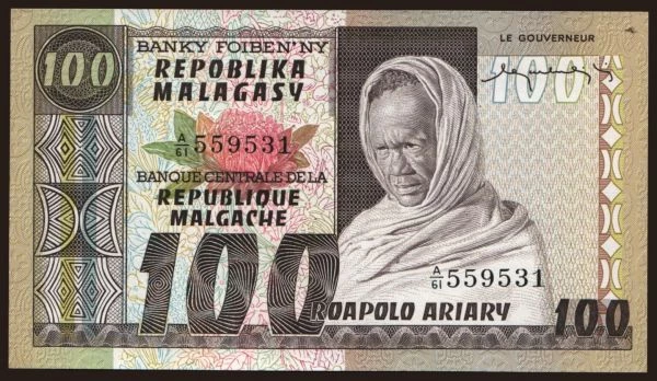 Afrika, Madagaskar: 100 francs, 1974