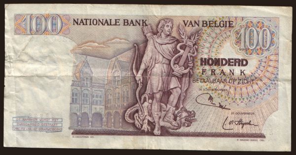 Europe, Belgium, Belgium - State issues: 100 francs, 1975