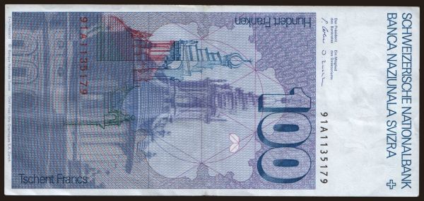 Európa, Svájc: 100 francs, 1991