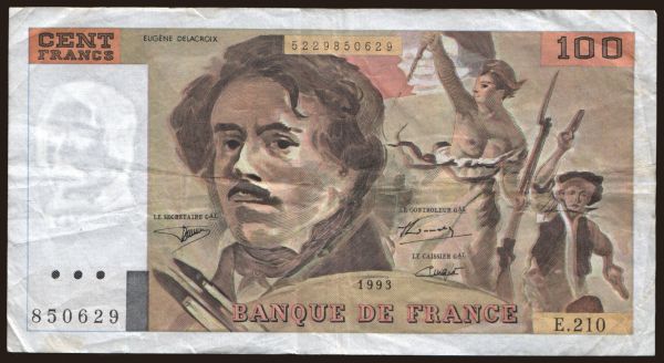 Europe, France, France - General issues 1960-: 100 francs, 1993