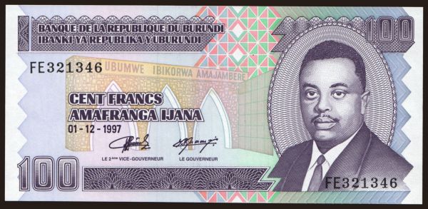 Afrika, Burundi: 100 francs, 1997