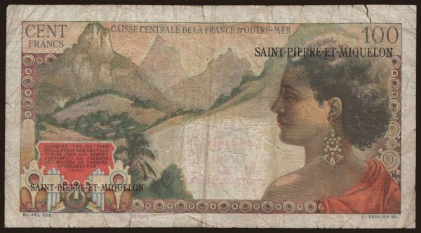 Amerika, Saint Pierre a Miquelon: 100 francs/ 2 francs, 1963