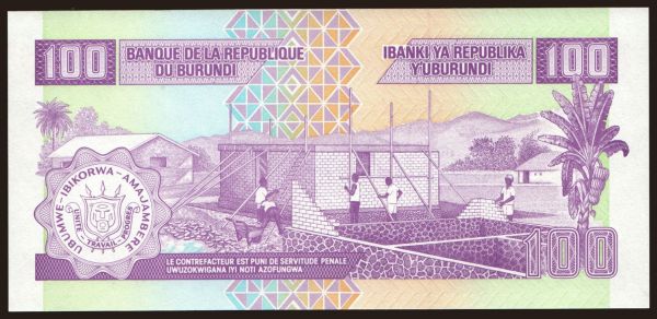 Afrika, Burundi: 100 francs, 2007