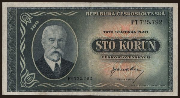 Czechoslovakia and successor states, Paper money from 1945 to 1951: 100 korun, 1945