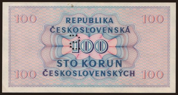 Česko-Slovensko a nástupní­cke štáty, Papierové peniaze od 1945 do 1951: 100 korun, 1945