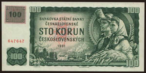 Česko-Slovensko a nástupní­cke štáty, Česká republika: 100 korun, 1961(93)