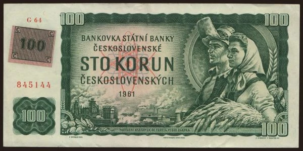 Česko-Slovensko a nástupní­cke štáty, Česká republika: 100 korun, 1961(93)