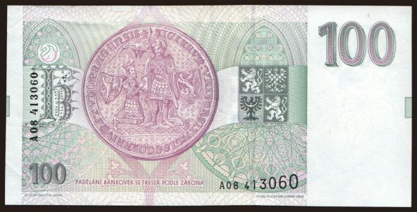 Czechoslovakia and successor states, Czech Republic: 100 korun, 1993