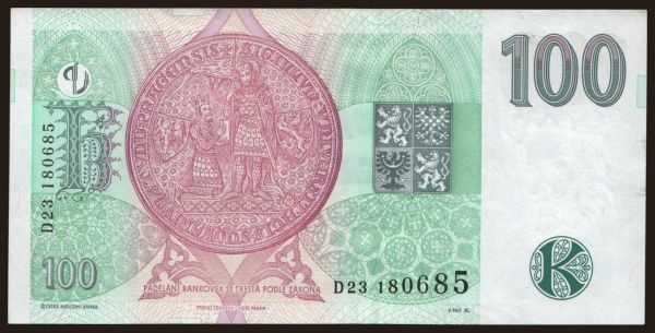 Czechoslovakia and successor states, Czech Republic: 100 korun, 1997