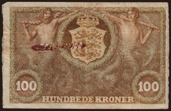 Európa, Dánia, Dánia - Állami kiadások: 100 kroner, 1924