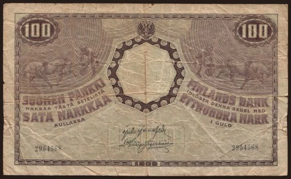 Europe, Finland: 100 markkaa, 1909