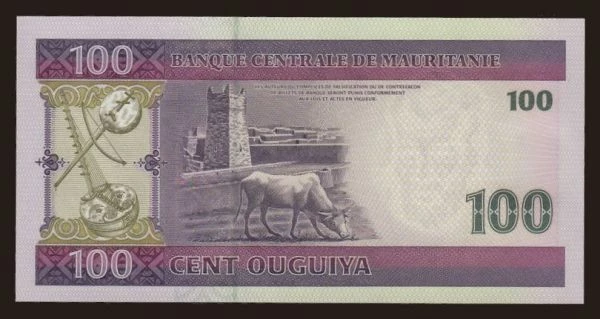 Africa, Mauritania: 100 ouguiya, 2008