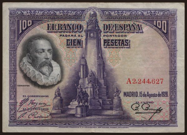 Europe, Spain, Spain - General issues: 100 pesetas, 1928