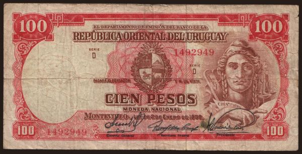 America, Uruguay: 100 pesos, 1939