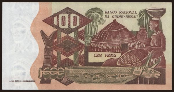 Africa, Guinea-Bissau: 100 pesos, 1975