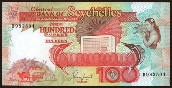 Afrika, Seychelles: 100 rupees, 1989