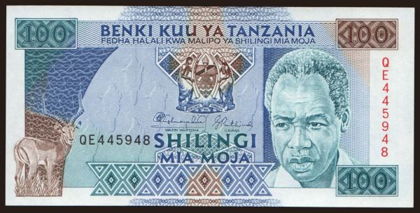 Afrika, Tanzania: 100 shilingi, 1993