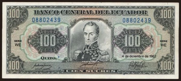 Amerika, Ecuador: 100 sucres, 1962