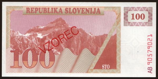 Európa, Szlovénia: 100 tolarjev, 1990