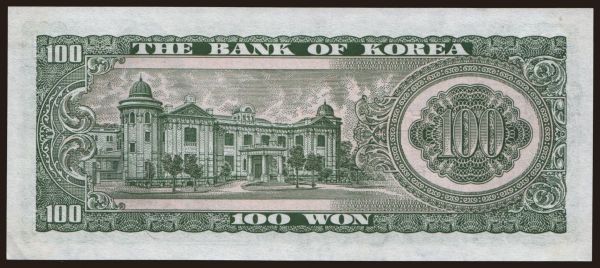 Asia, South Korea: 100 won, 1965