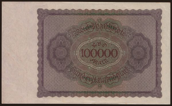 Nemecko, Inflácia (1923-1924): 100.000 Mark, 1923