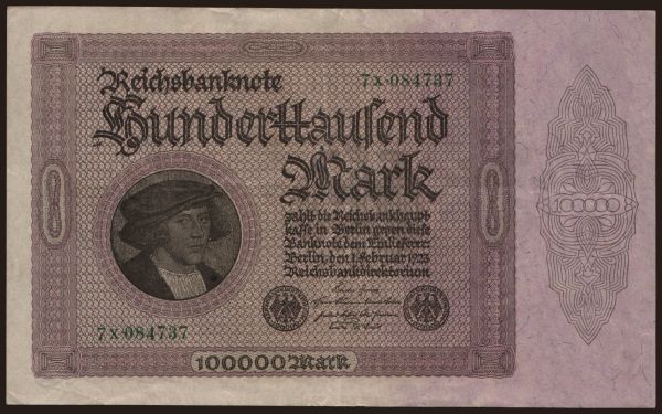 Germany, Inflation (1923-1924): 100.000 Mark, 1923