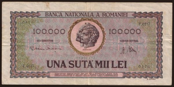 Európa, Rumunsko: 100.000 lei, 1947