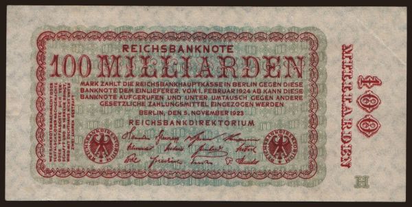 Germany, Inflation (1923-1924): 100.000.000.000 Mark, 1923