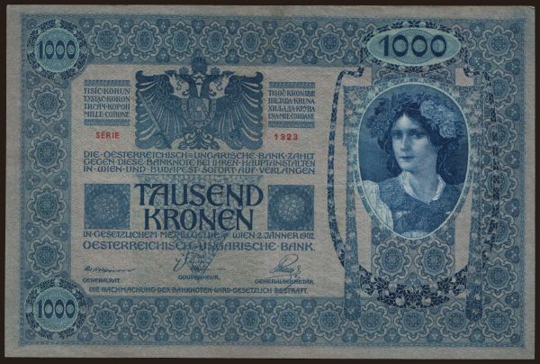 Rakúsko a Rakúsko-Uhorsko, Kronen/Korona (1900-18): 1000 Kronen, 1902