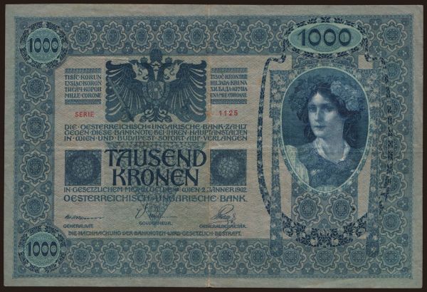 Rakúsko a Rakúsko-Uhorsko, Kronen/Korona (1900-18): 1000 Kronen, 1902