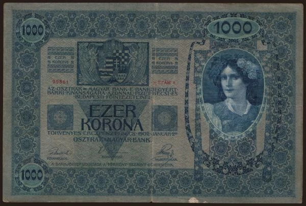 Austria and Austro-Hungary, Kronen/Korona (1900-18): 1000 Kronen, 1902