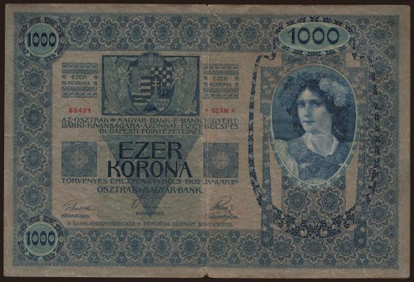 Rakúsko a Rakúsko-Uhorsko, Kronen/Korona (1900-18): 1000 Kronen, 1902